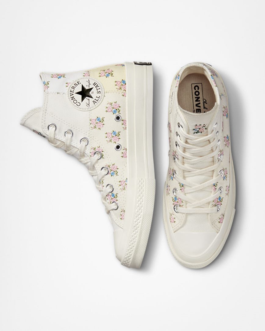 Dámské Boty Vysoké Converse Chuck 70 Patchwork Floral Béžový Bílé | CZ ZSUX60